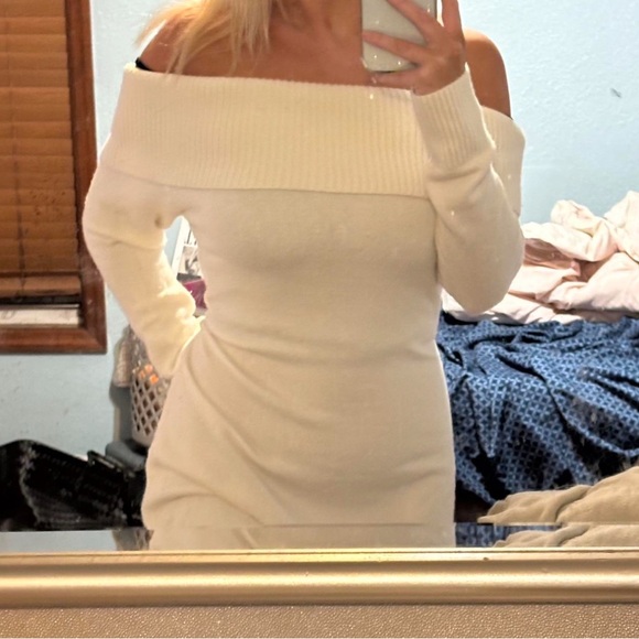 Off The Shoulder Sweater Dress - Picture 2 of 4